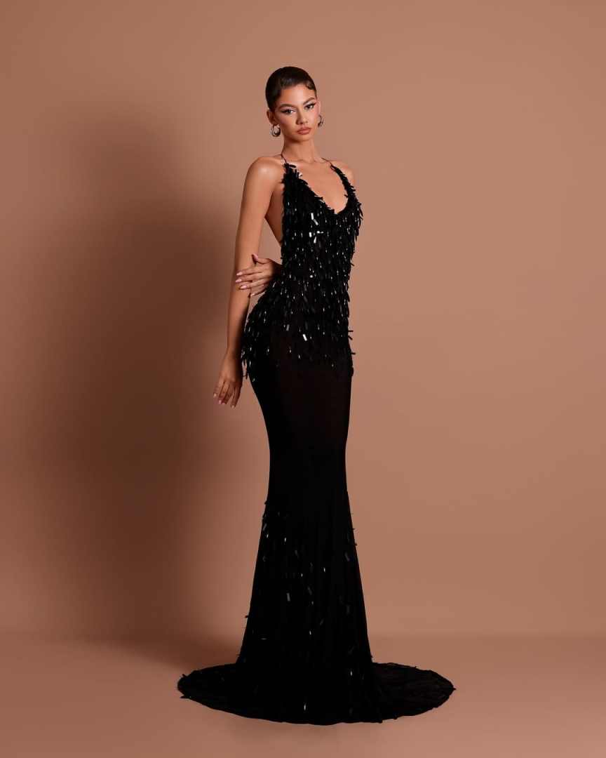 Sexy Evening Dress Backless Mermaid Prom Gowns Shine Lace Satin Applique Prom Dress Sequined Robes De Mariee Size Customized vestido de novia L252044