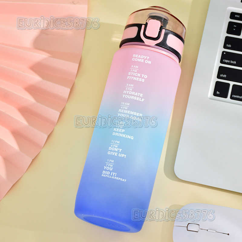 Single Drink Plastic Cup New Gradient Sandblasting Large Capacity 1l Water Bottle Direct Drinking Space Cup H250911