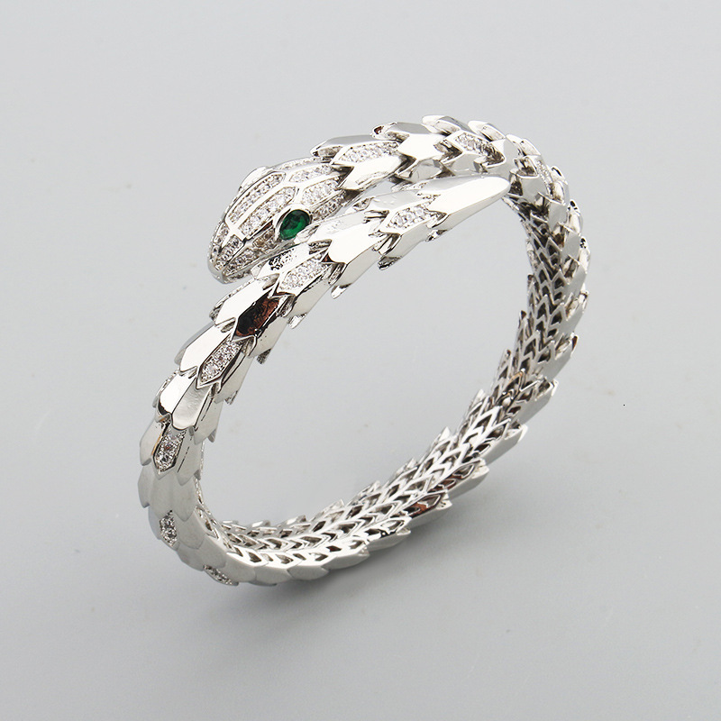 Luxury Brand Designer Jewelry 2025 E-Commerce Hot Item Gold-Plated Zircon Snake Bracelet Bare Body Diamond Spring Snake Scale Snake Bone Women's 