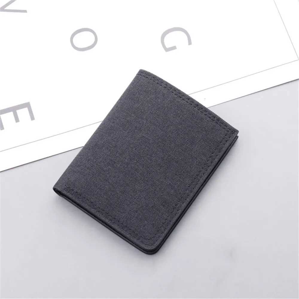 Mens Slim Short Canvas Wallet Luxury Brand Designer Male Small Minimalist Purse Coin Pouch Card Holder Mini Vertical Wallet W250911