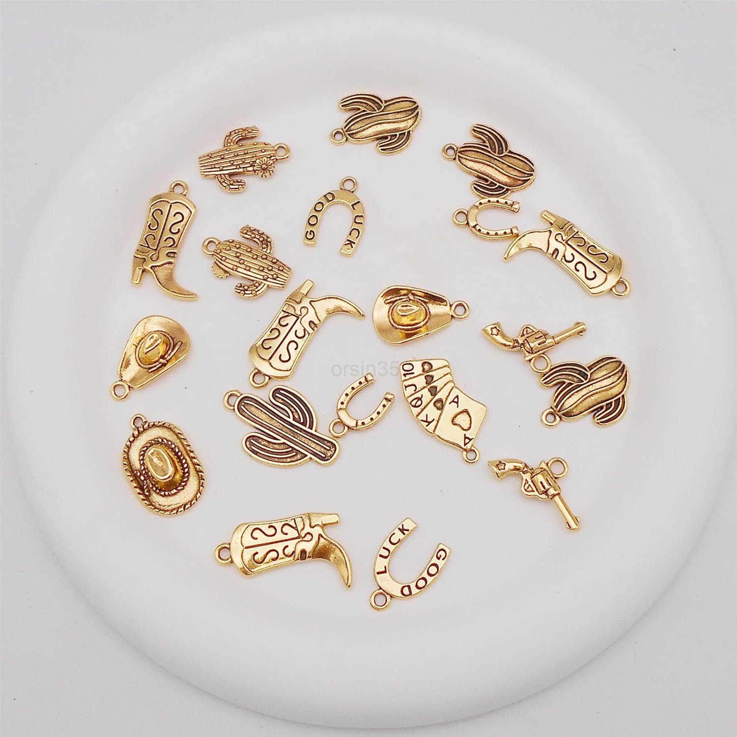 Wang 100 Grams Alloy Western Cowboy Cowgirl Charms Antique Silver Gold Color Boot Hat Pendants for Necklace Earrings Jewelry Making Women Gifts CraftW