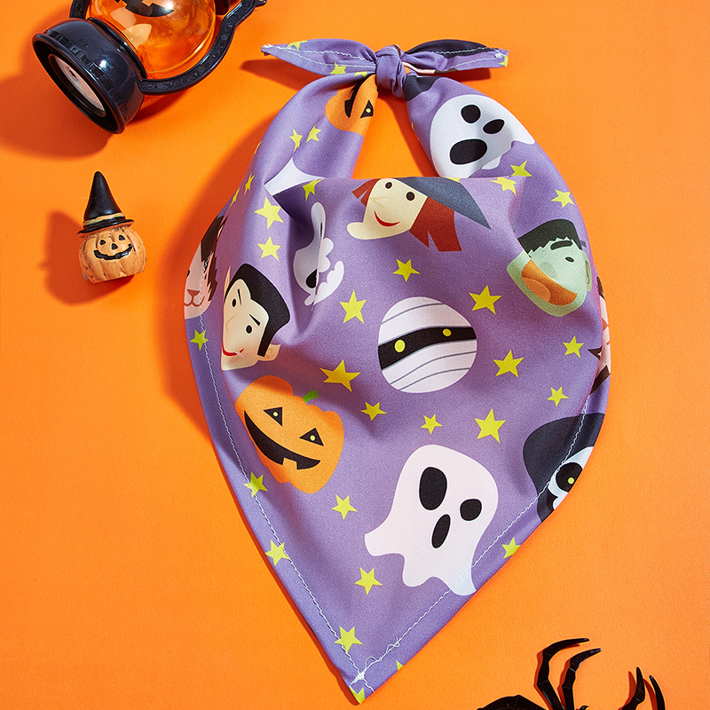 Halloween themed Purple Dog Costume Pet Bib Spooky Pet Bib