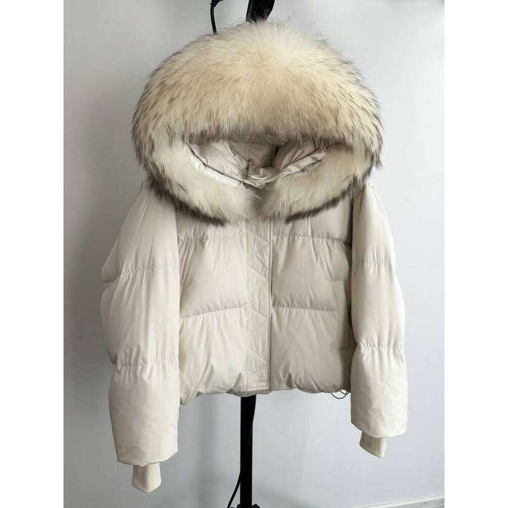 Lagabogy 2025 Real Raccoon Fur Puffer Jacket Women Hooded Winter 90% Duck Down Coat Thicken Waterproof Female Parka Snow Outwear
