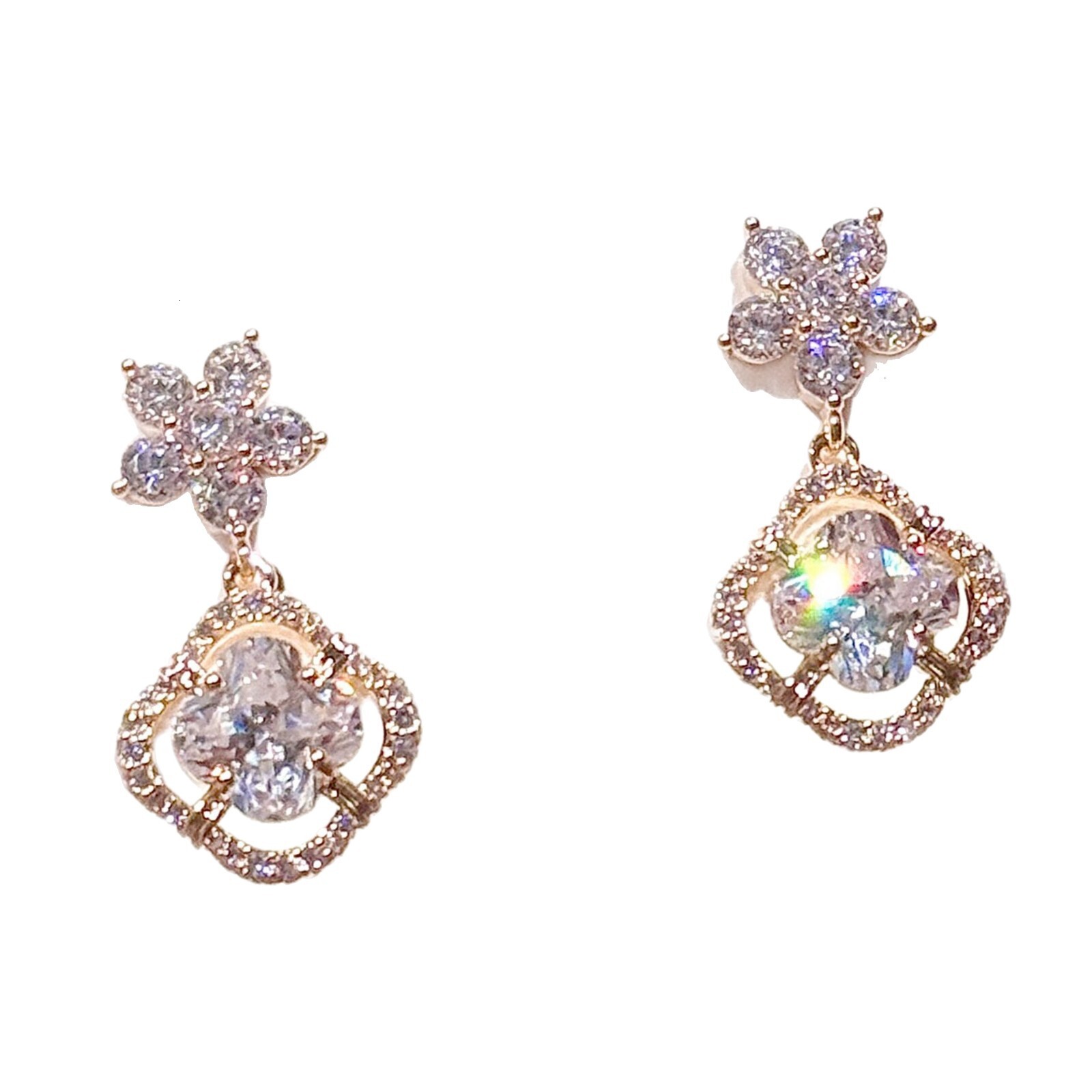 Super Shiny Jewelry Simple Elegant 5A Zircon High-end Feel Fashionable Versatile Light Earrings for Women
