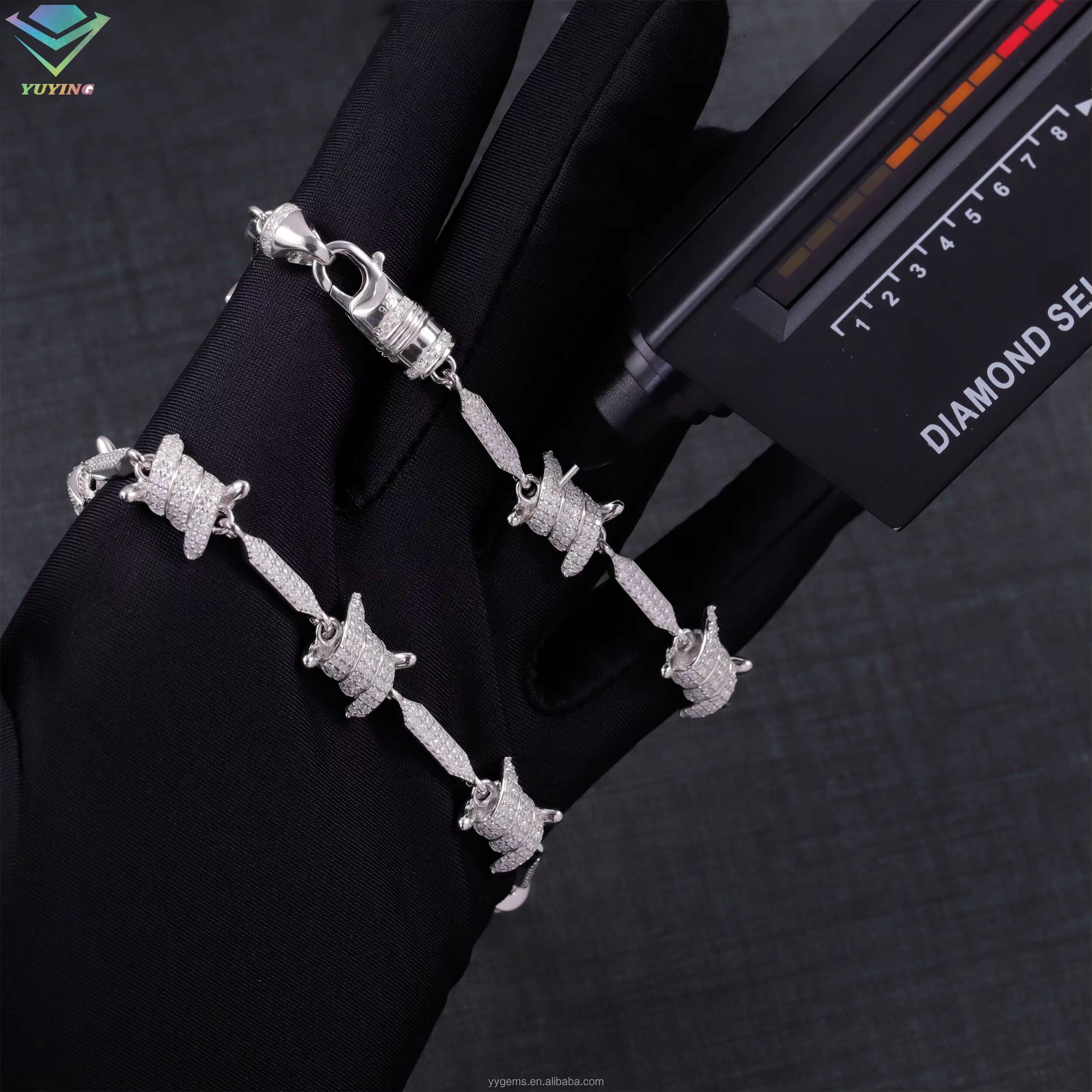 925 Silver Vvs Moissanite Diamond Bracelet for Mans Hiphop Jewelry