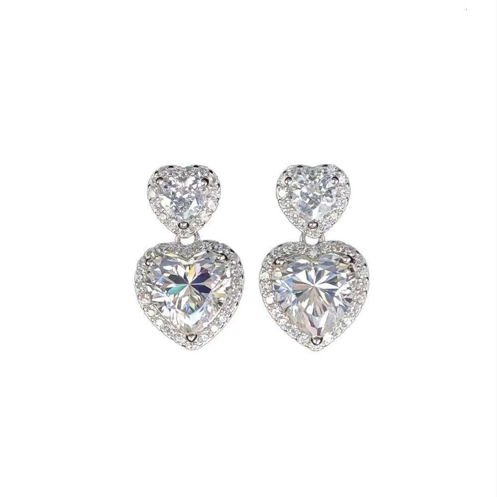 Ilona Sier Pendant Romantic Moissanite Fashionable Jewelry Heart Stud Earrings
