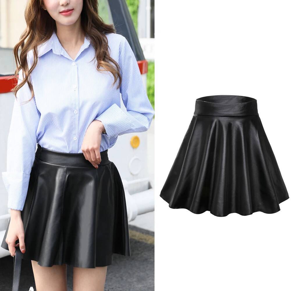 Women Faux Leather Skirts Elastic Mini High Waist Short Skirt Multipurpose For Skater Work Nightclub dongdumaoyi