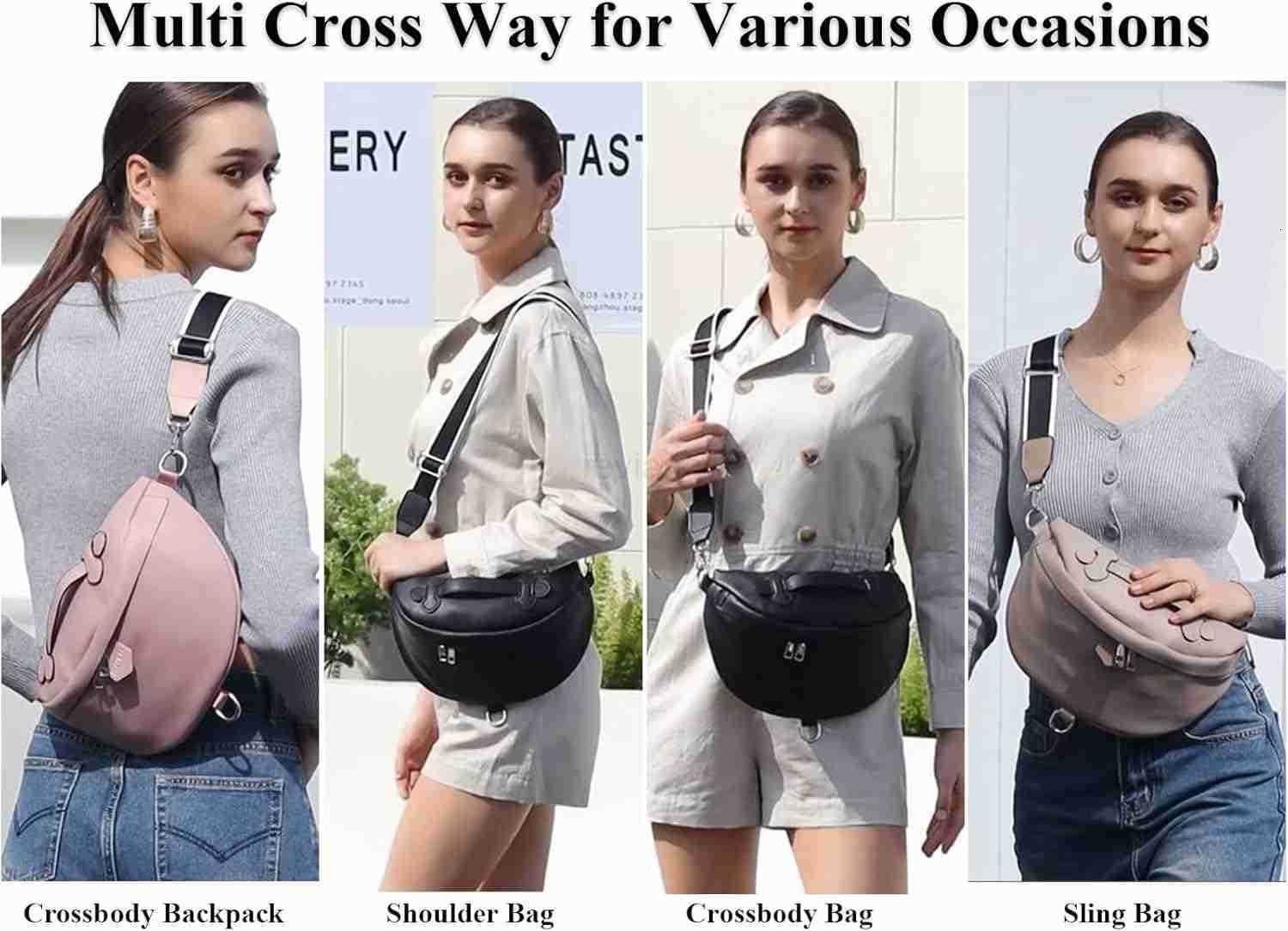 Crossbody Bags for Women Fashion Sling Purse Shoulder Bag Fanny Pack Leather Causal Chest Bum Bag Cross Body PurseW250911
