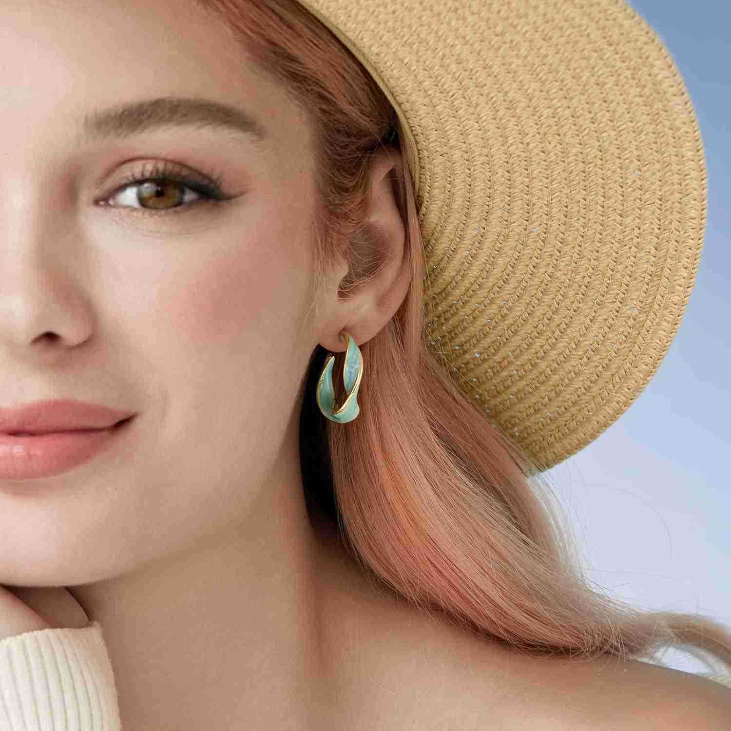 Bell Twisted Hoop Earrings for Women Alloy Vintage Enamel Oil Dripping 925 Sterling Silver Needle Round Huggie Earring Jewelry GiftsW250911