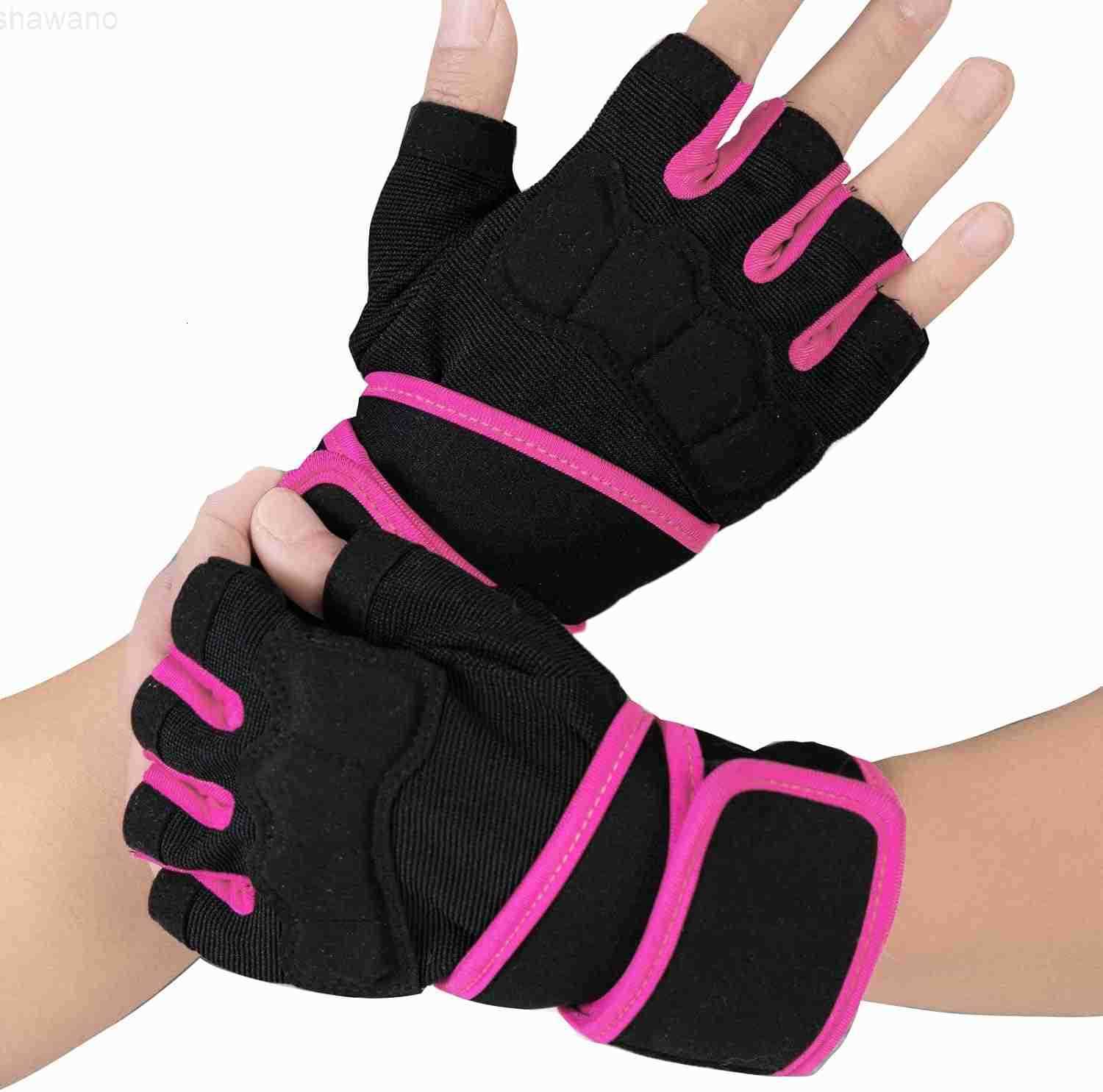 Workout Gloves for Men and Women Gym Weight Lifting Padded Gloves with Wrist Wrap Support Full Palm Protection Silicone Grip Cross Training Fitness Pu