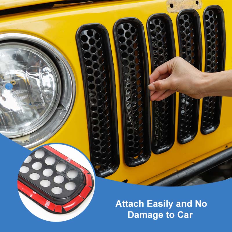 ABS Black Car Front Grille Trim Ring For Jeep Wrangler TJ 1997-2006 External Decorative Accessories
