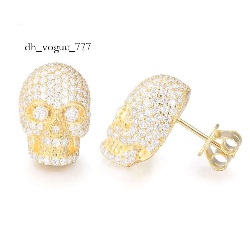Fashion Skull S Sterling Sier Moissanite Stud Earrings Screw Back GRA Certificated Can Dia Test Jewelry