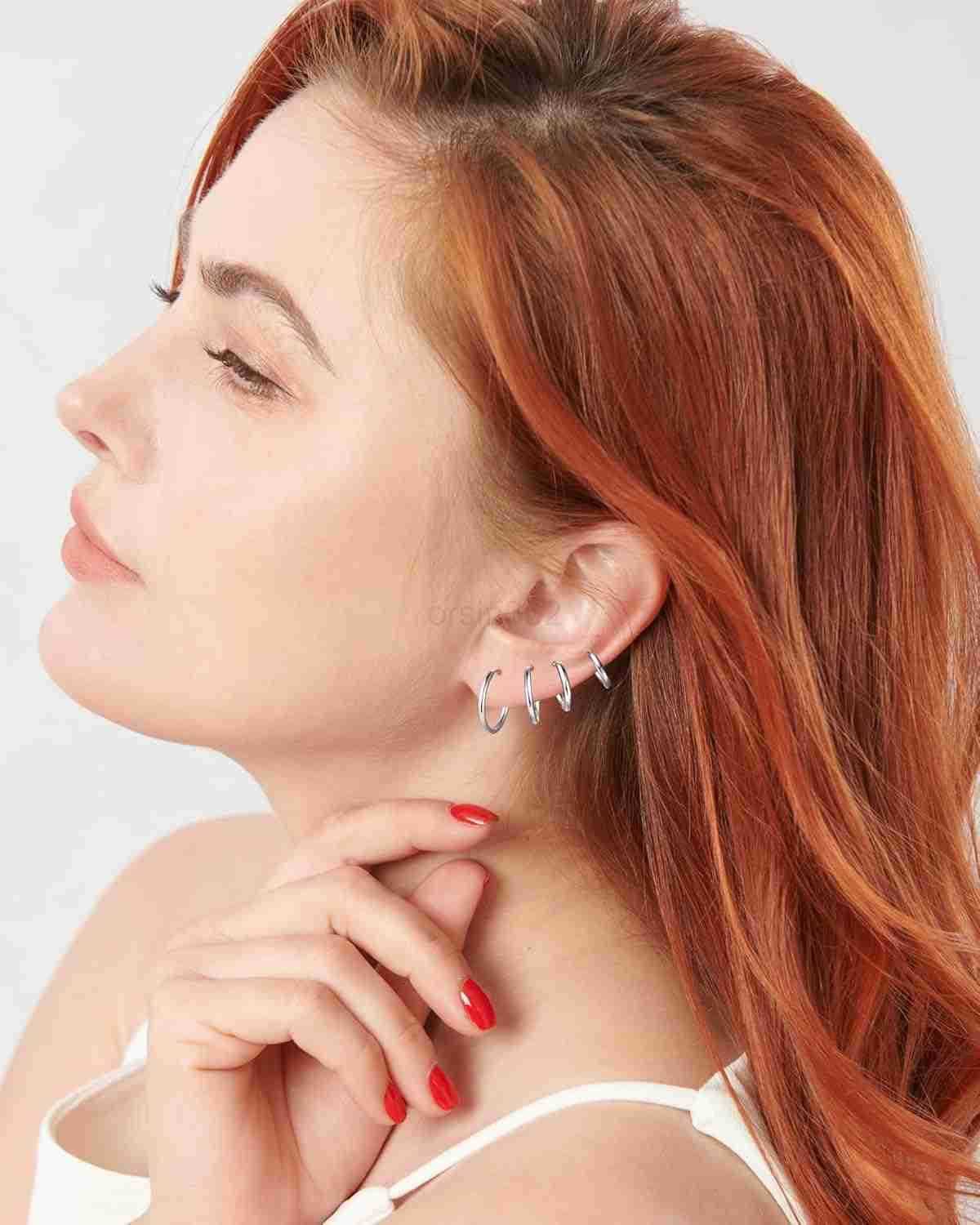 316L Surgical Stainless Steel Huggie Hoop Earrings 6mm 8mm 10mm 11mm 12mm 14mm Hypoallergenic Earrings Hoop Cartilage Helix Lobes Hinged Sleeper Earri