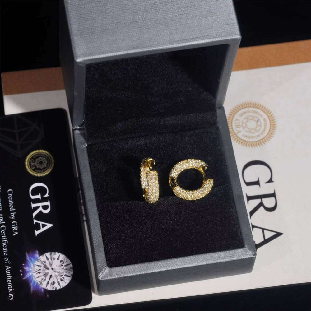 Passed Dia Test GRA Certificated Sterling Sier Iced Out Moissanite Shinning Sparkling Hoop Earrings for Women