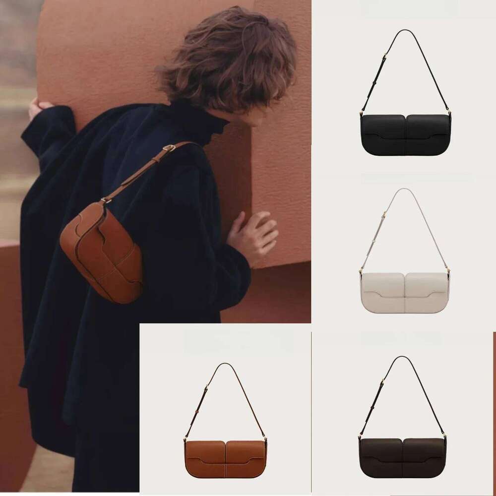 2025 Fashionable One Shoulder Underarm Cowhide Commuting Handbag, Casual And Simple French Stick Bag