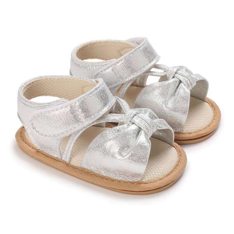 Summer New Sandals 0-1 Year Old Anti Slip Soft Bottom Exposed Toes Sparkling Women's Baby Shoes