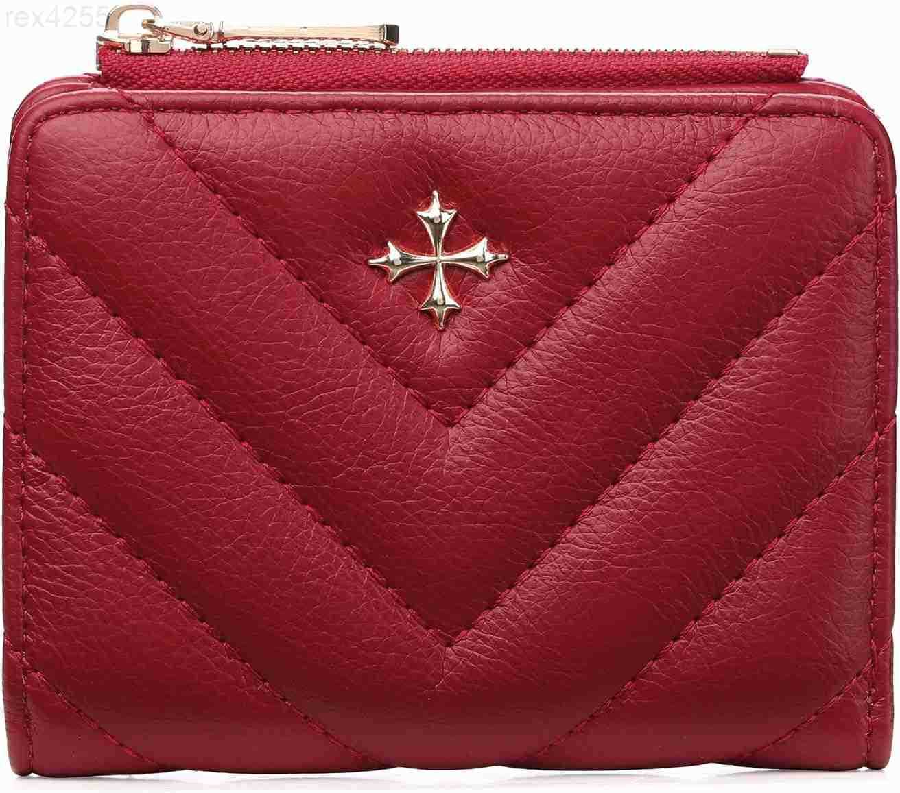 Wallet for Women Leather Small RFID Blocking Bifold Zipper Pocket Card Holder with ID Window BlackW250911