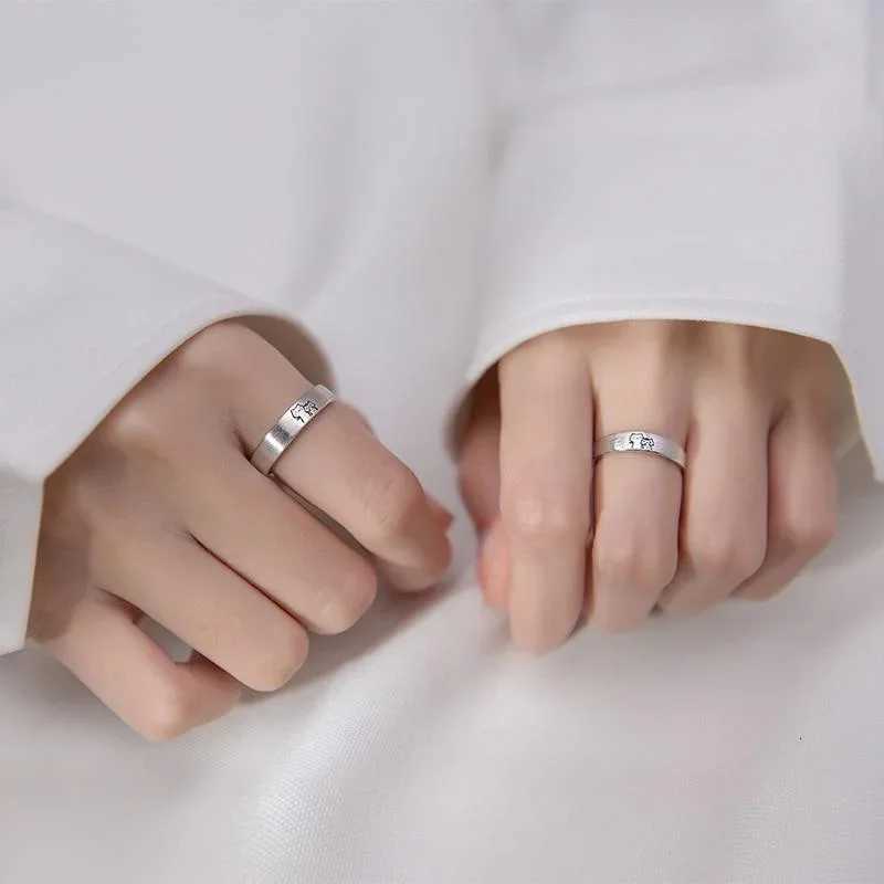 Couple Rings Cute Sliver Cat Open Rings For Women Men Adjustable Finger Ring Jewelry Gift Fashion HipHop Party Wedding Creative W250911