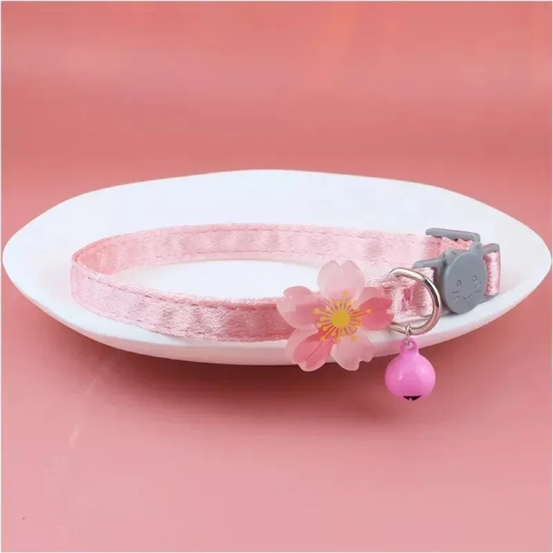 Pink Lace Bow Hanging Bead Pet Collar for Cats & Dogs with Bell Stylish Cat & Dog Accessory