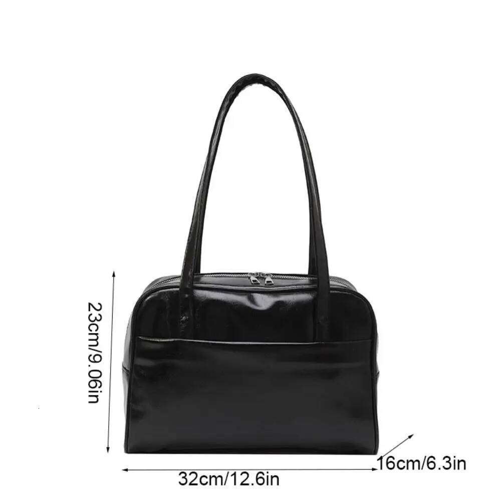 Korean Style Boston Shoulder Large Capacity Solid Color Pu Leather Tote Square Underarm Bag Women's Handbag Girls