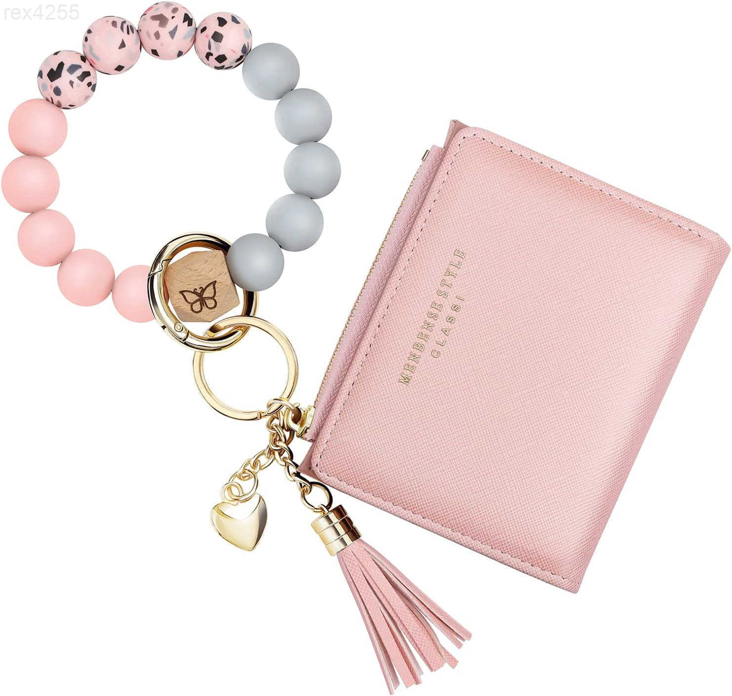Keychain Bracelet Wristlet with Wallet Card Holder PocketTassel Keychain Bangle Key Ring for WomenW250911