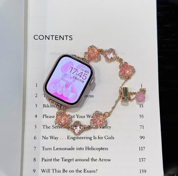 Suitable for strap watch with lucky clover flower SE bracelet type summer metal chain watch women's summer bracelet 250712