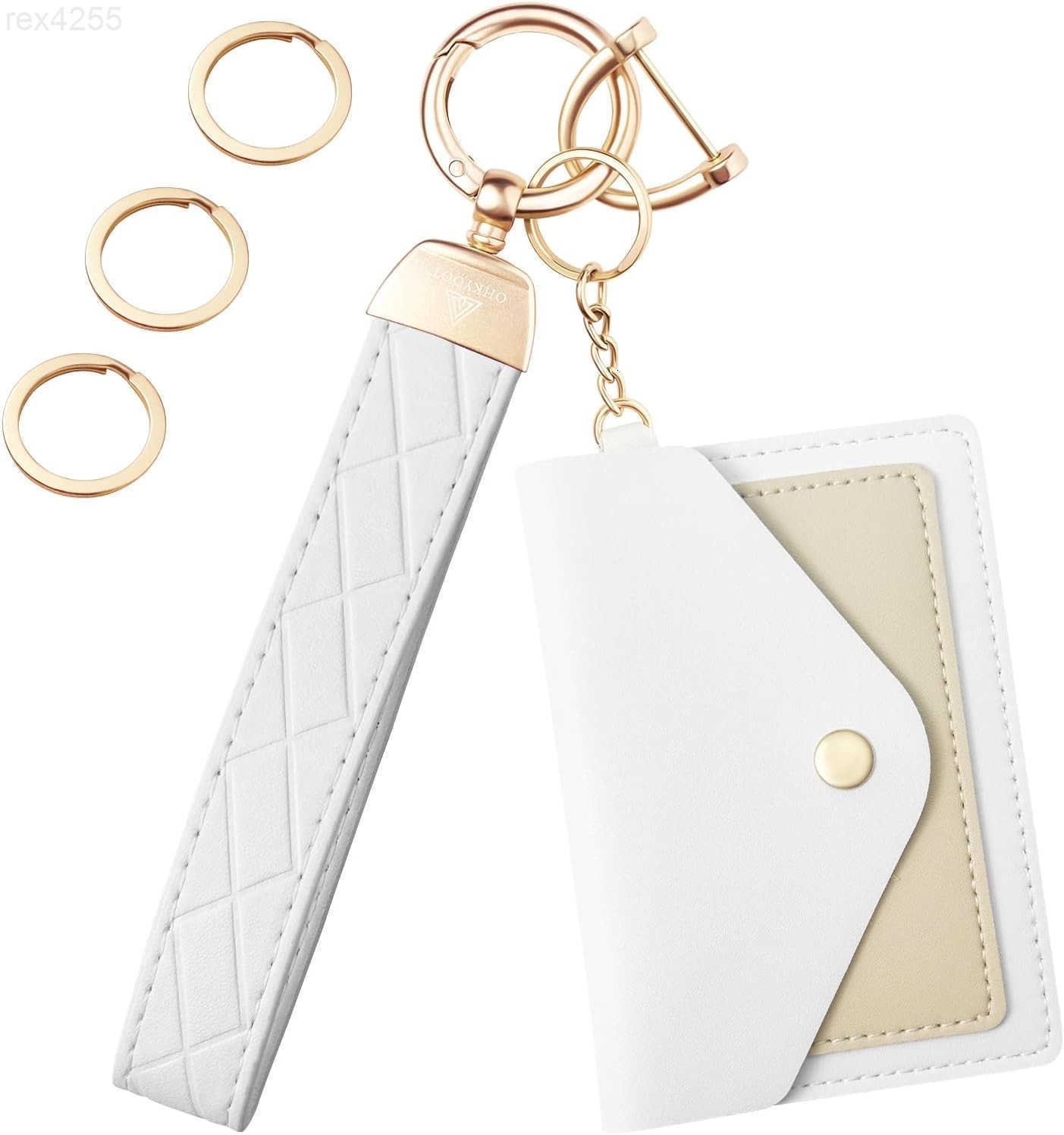 Wristlet KeychainWrist Keychain Car Key Chain with 3 Key RingsD Ring and Slim WalletW250911