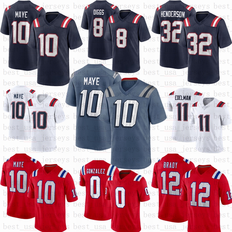 Drake Maye Tom Brady football jersey 2024 Julian Edelman Ezekiel Elliott JuJu Smith-Schuster Matt Judon Bailey Zappe jerseys