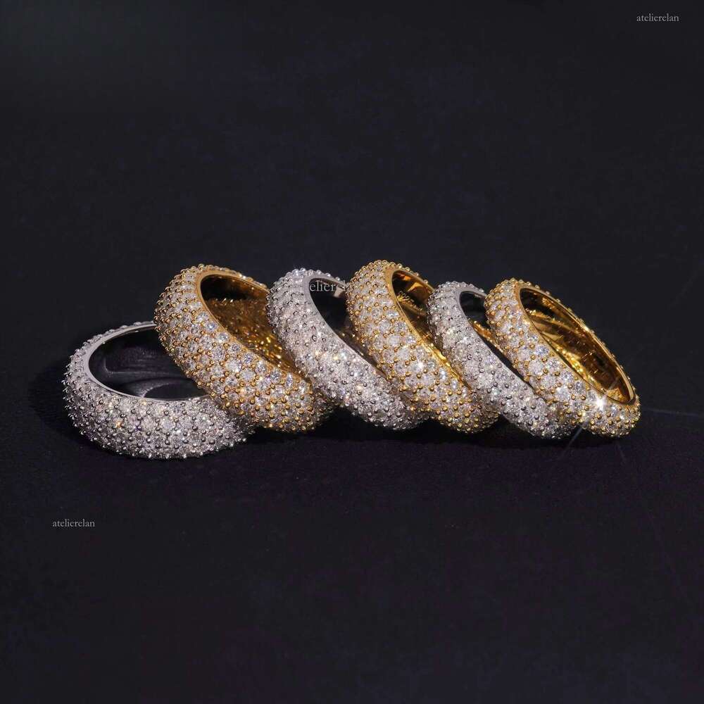 Fully Iced Out 3 to 5 Rows Rings Men Women Hip Hop Jewelry Custom Moissanite Ring Engagement Wedding Daily Wear