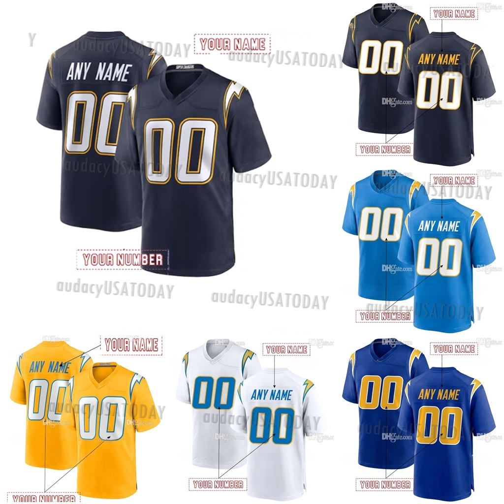 2025 Alternate football jerseys Ladd 15 McConkey Justin Herbert Derwin James Jr. Quentin Johnston Joe Alt 8 HAMPTON jersey
