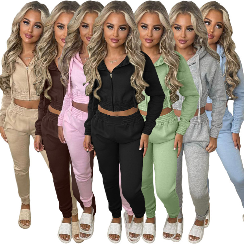2025 American Women's Fashion Wool Hoodie Sportswear Casual Sports Set Autumn/Winter New Designer Knitted Clothing