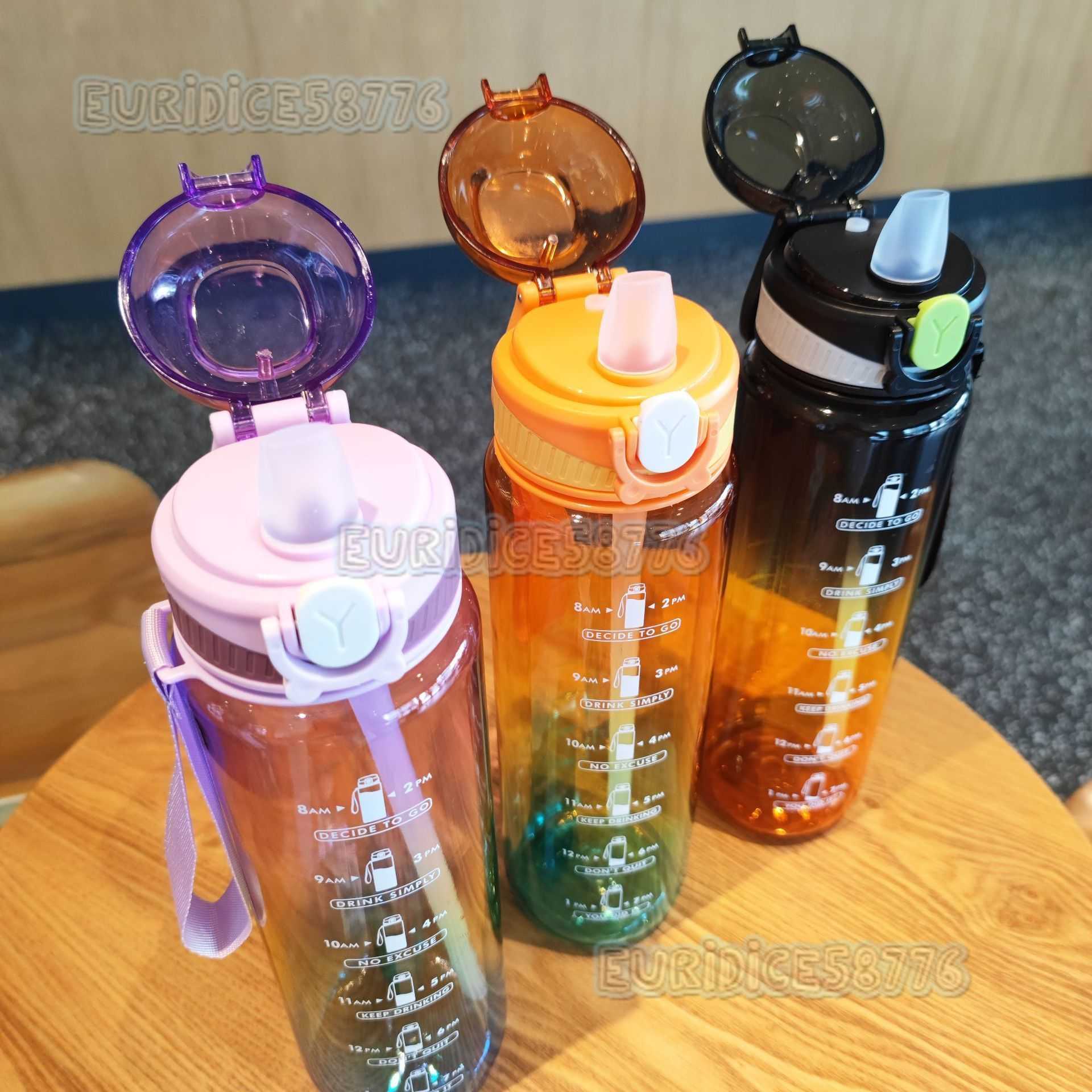 New Transparent Gradient Duckbill Plastic Graduated Travel Cup Outdoor Fitness Sports Straw Space Cup H250911