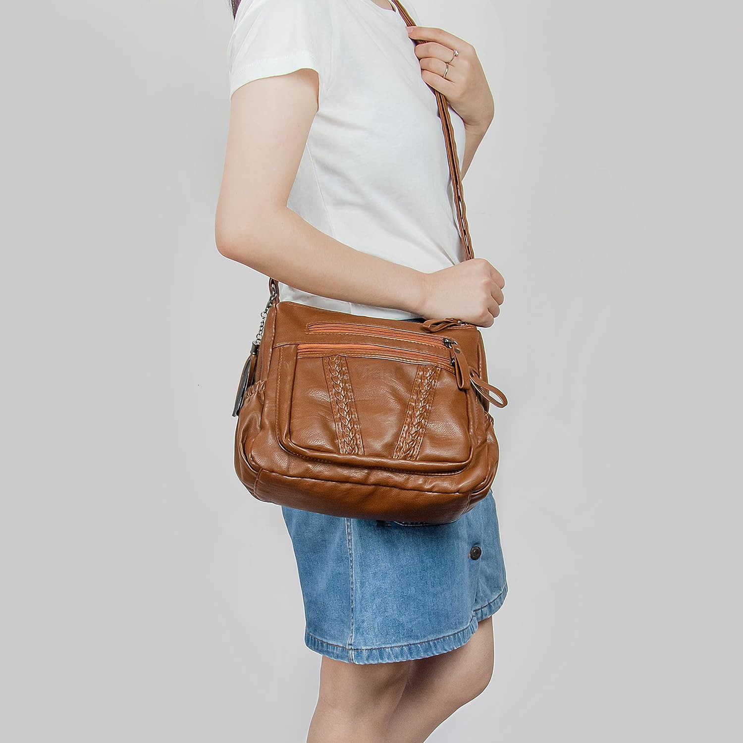 Crossbody Bag for Women with Tassel Ladies Soft PU leather Purses and Handbag PocketbooksW250911
