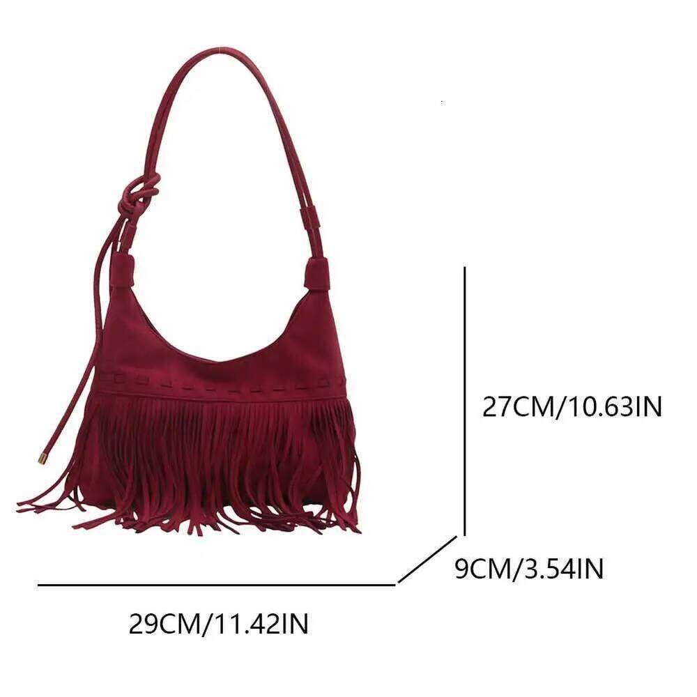 Vintage Fringe Crossbody Fashion Suede Slouchy Trendy Tassel Underarm Bag For Women Work Shopping Travel Winter Fall