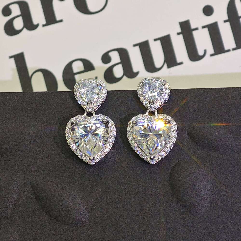 Ilona Sier Pendant Romantic Moissanite Fashionable Jewelry Heart Stud Earrings