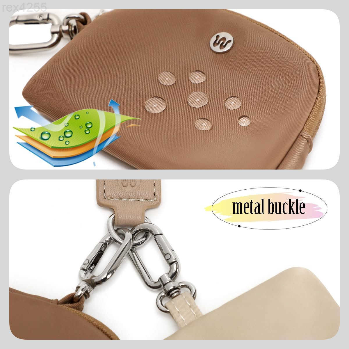 Mini Zip Around Wristlet Wallet for Women Detachable Dual Pouch Wristlet Portable Coin Pocket Keychain Small Purse KhakiBrownW250911
