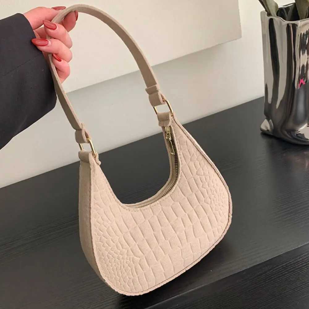 Print Crescent Moon Underarm Bag Solid Color Shoulder Pouch Cloth Shoulder Bag Large Capacity Allmatch Felt Handbag Women W250911