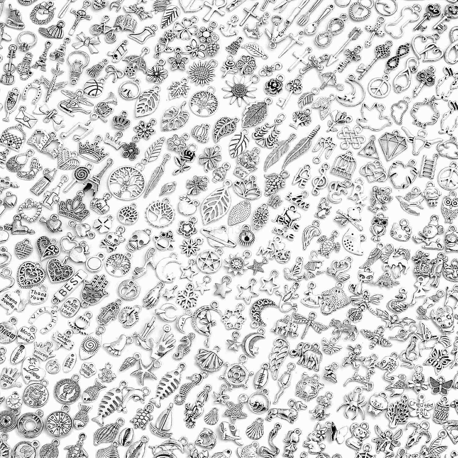 400Pcs Charms for Jewelry Making Assorted Enamel Bangle Charms Mixed Bulk Metal Necklace Earring Charm for Jewelry MakingW250911