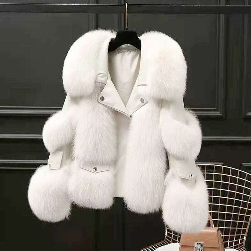 Women's Clothing Fox Quilted Casual Style Fur Coat Loose High Quality