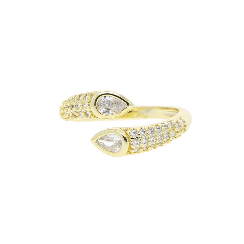 Hip Hop Women's Open Inlaid with Zircon Gold and Silver Color Ring Jewelry