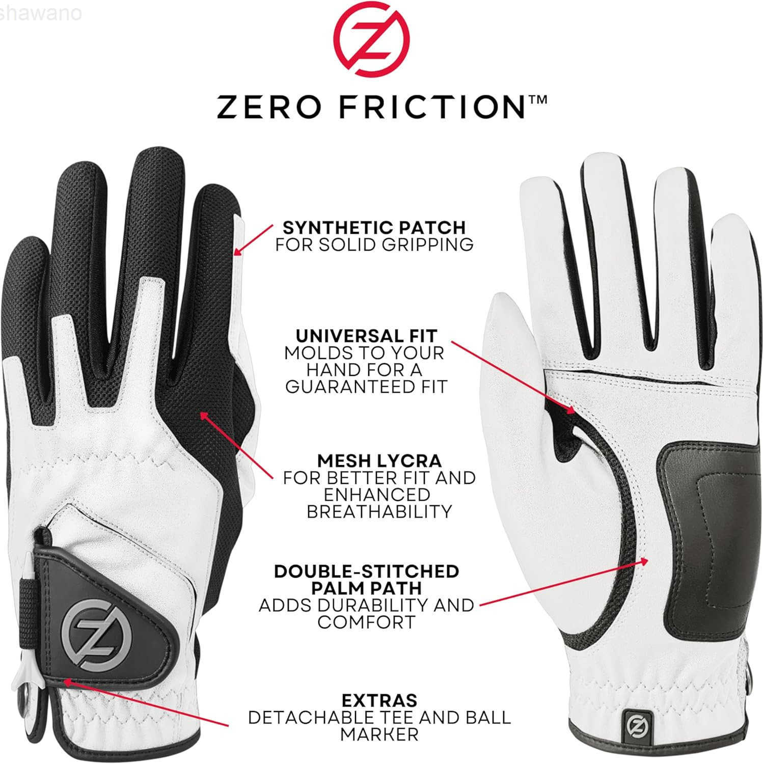 Friction Mens CompressionFit Synthetic Golf Glove Universal Fit One SizeW250911