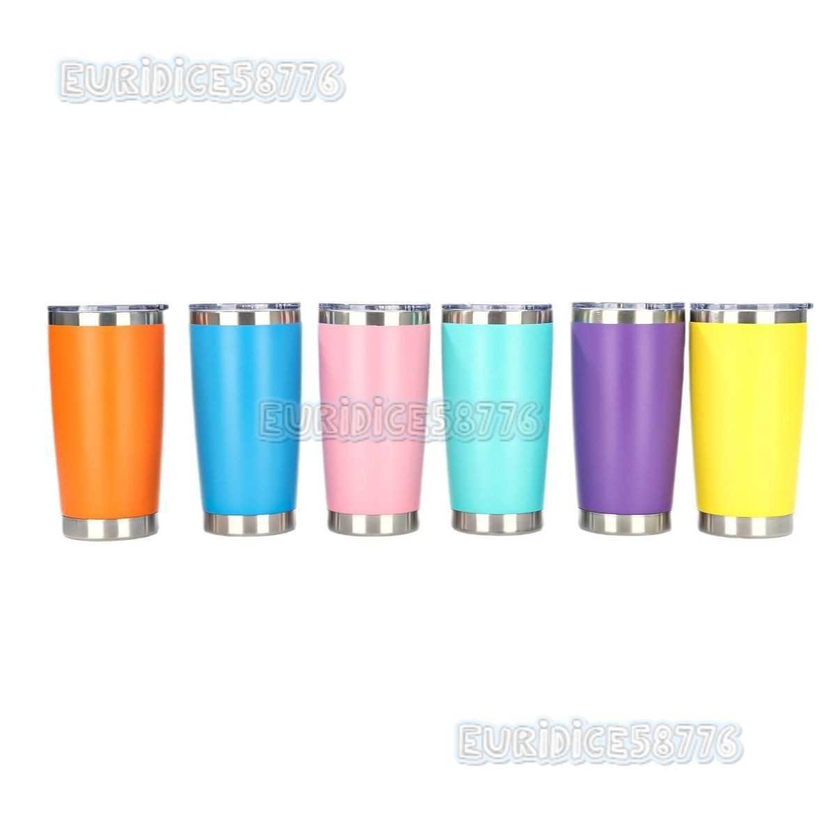 20oz Spray Plastic Car Cup 304 Stainless Steel Doublelayer Insulated Cup Outdoor Portable Car Cup Portable H250911
