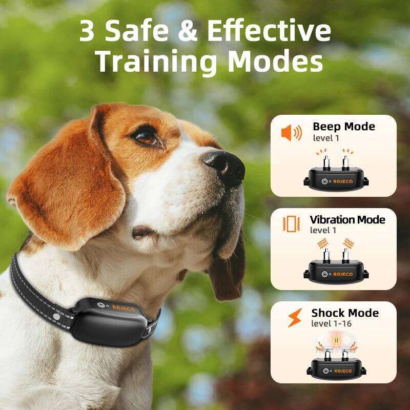 designer brand ROJECO Electric Training Digital Rechargeable Remote Control IPX Waterproof Vibrator Pet Dog Bark Stop Shock Collar