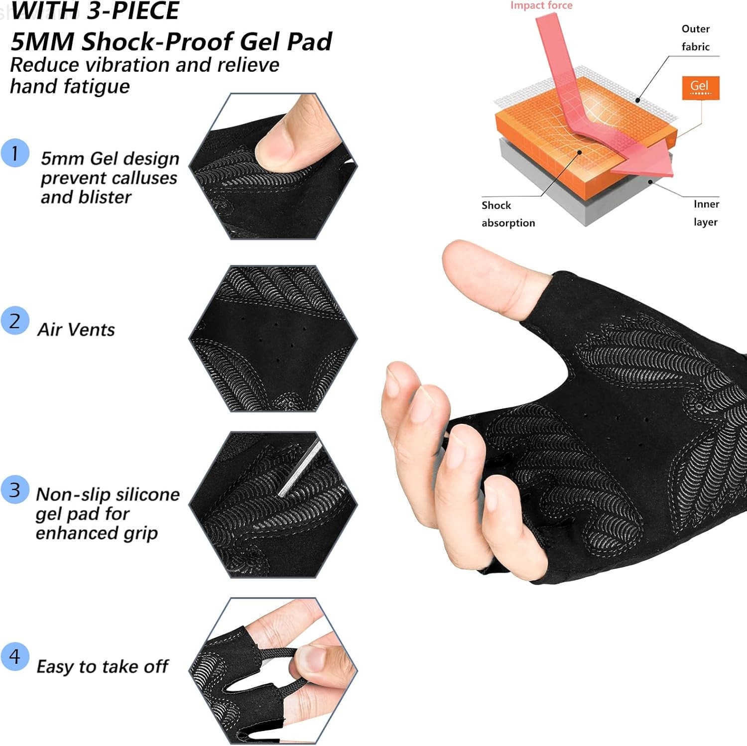 Cycling Gloves Bike Gloves for MenWomen5MM Gel Pad Half Finger Bicycle Biking Gloves for CyclingWeight LiftingGymMotorcycleRowingOutdoor Sports128W250