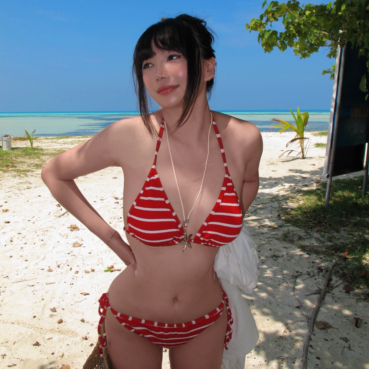2025 New Bikini Swimsuit for Women Striped Halter Neck Strapless Sexy Pure Desire Simple Beach Vacation Swimwear