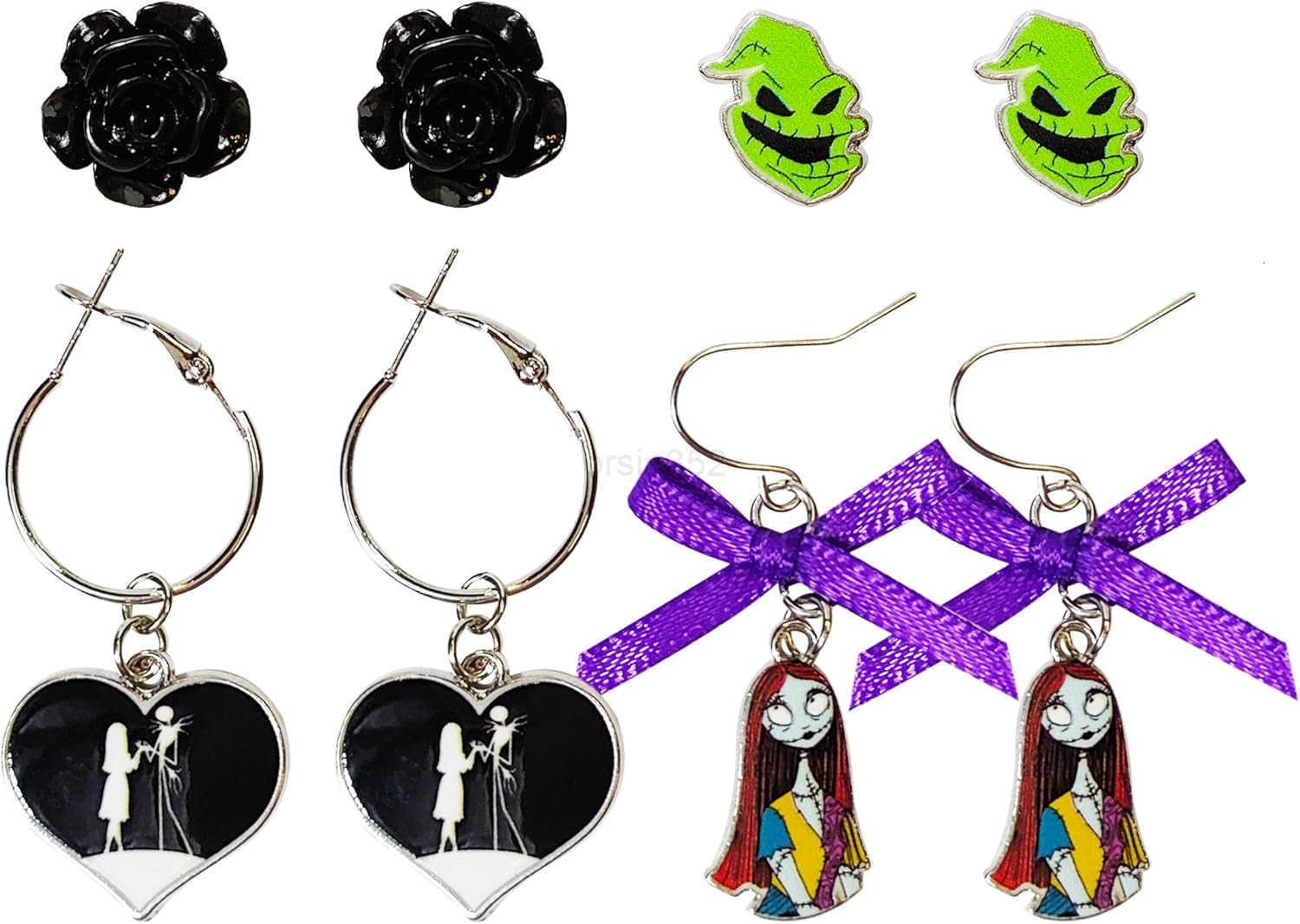 The Nightmare Before Christmas Jewelry Hypoallergenic Earrings for Girls Stud Earrings Fishhook Earring Sets with Charms One Size Fits All Gifts Age 4