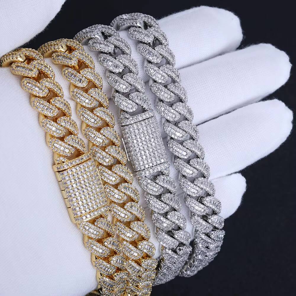 NUOYA Hip Hop 12mm T Square Zircon Cuban Link Chain White Gold Iced Out Full Diamond Miami Cuban Chain Fine Jewelry for Women