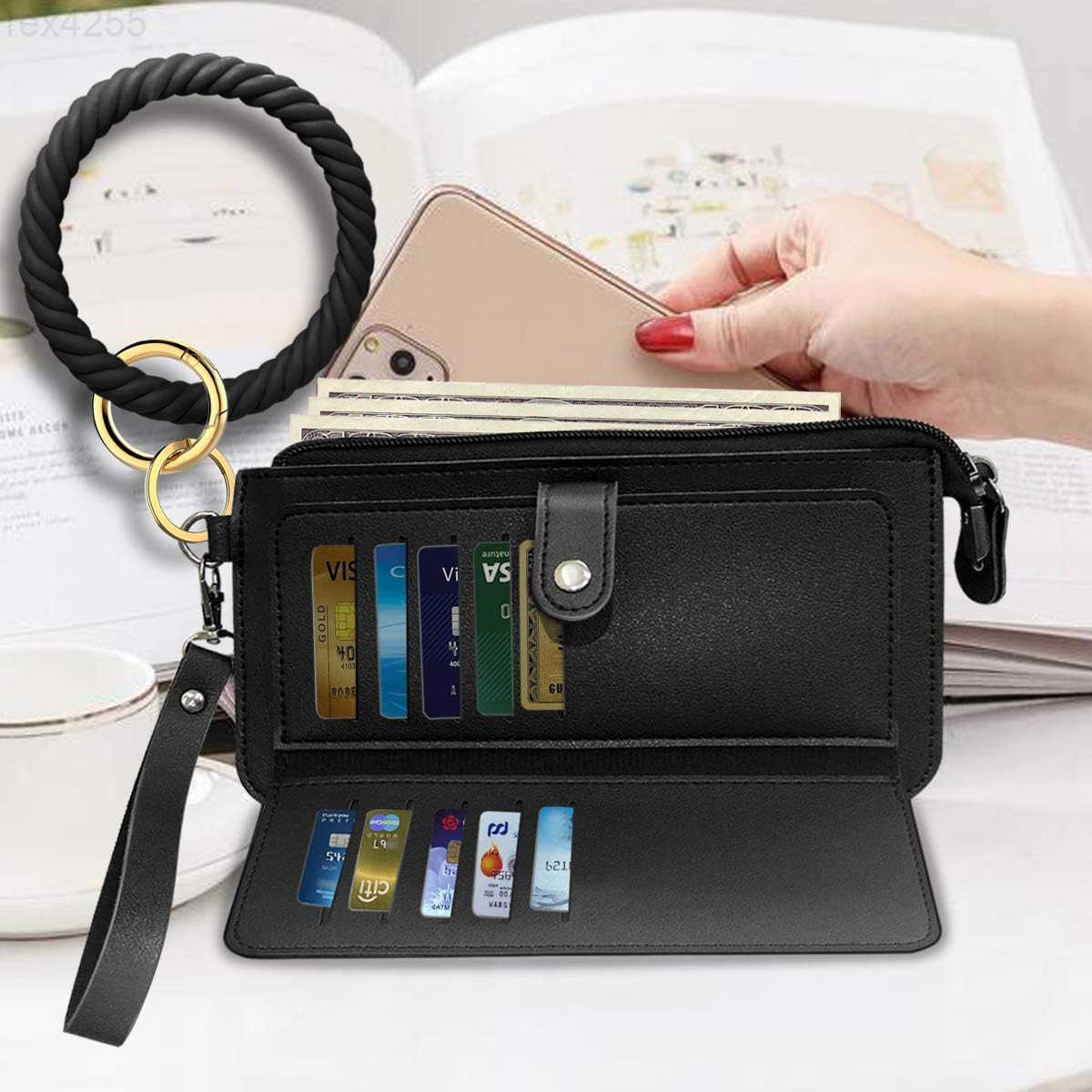 Wristlet Keychain Silicon Key Ring Wallet Bracelets Card Holder Purse with Tassel for Women GirlW250911