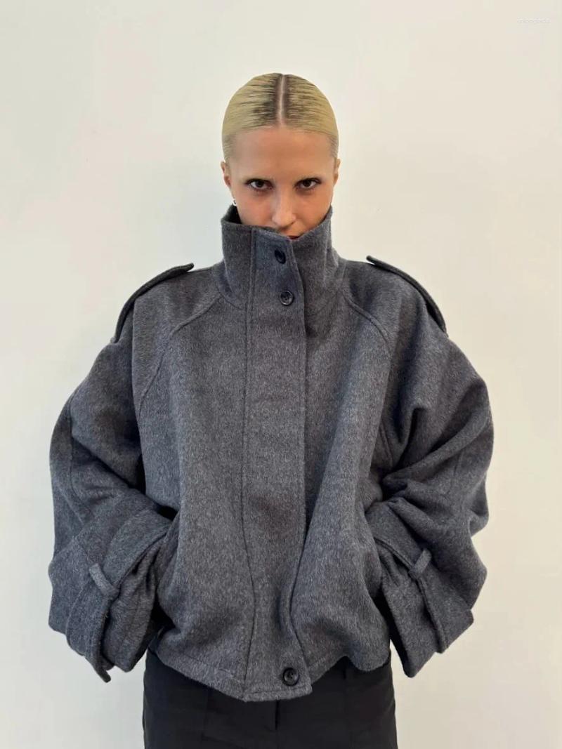 Women's Jackets Fashion Stand Collar Short Jacket For Women Long Sleeve Double Breasted Coat 2025 Autumn Street Elegant Lady Outerwear