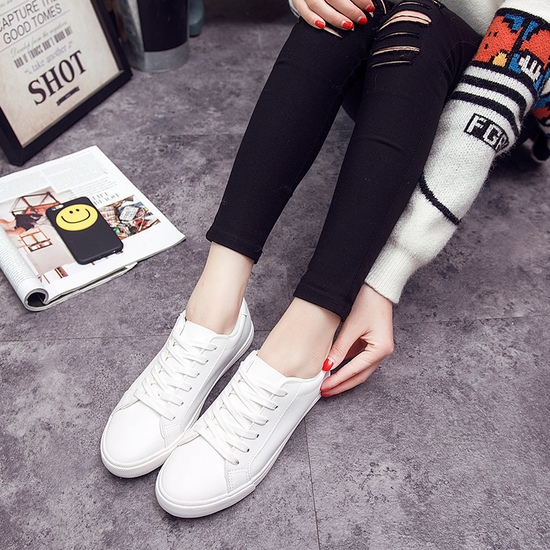 Autumn designer shoes white women's shoes single shoes student shoes pure white low cut casual shoes flat shoes Korean classic women's shoes